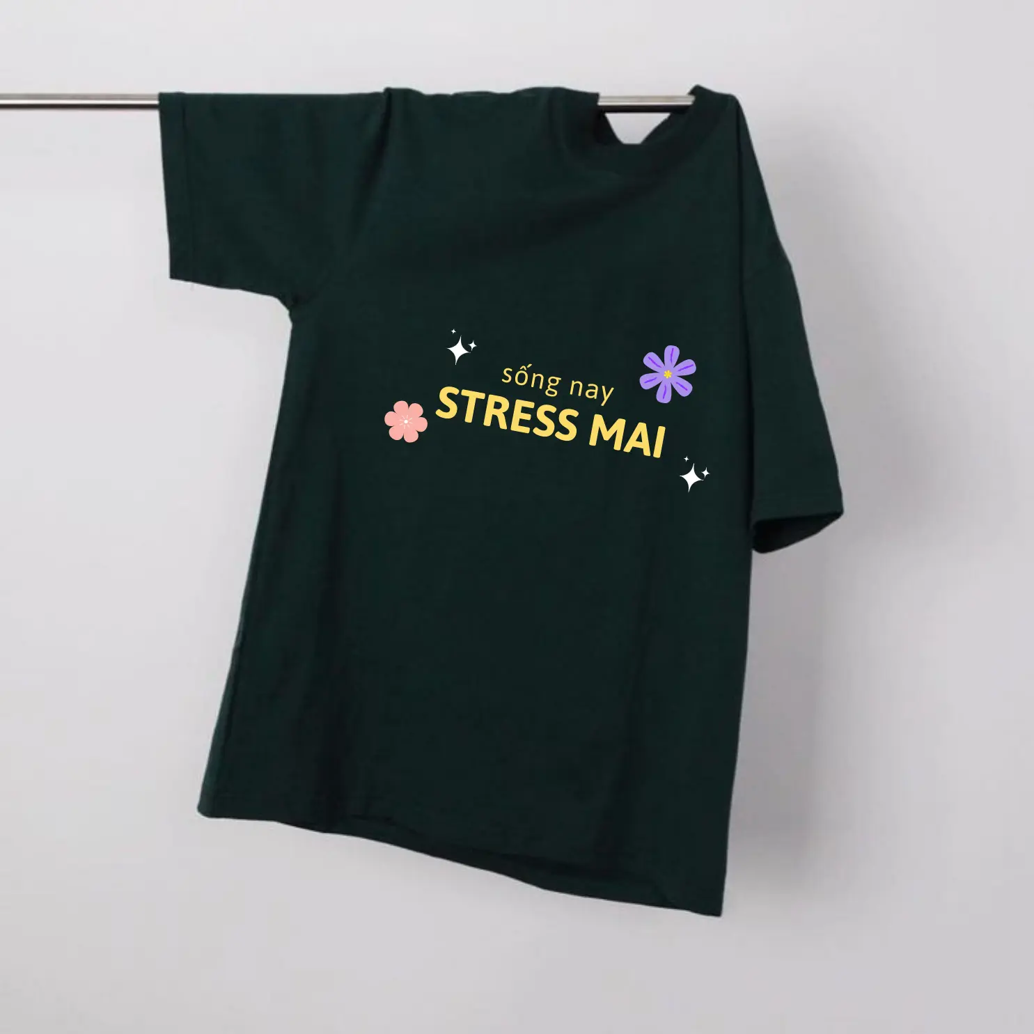 Áo Thun Sống Nay Stress Mai Chất Liệu Cotton Thoáng Mát Form UNISEX TeeB Studio - Đen/Trắng