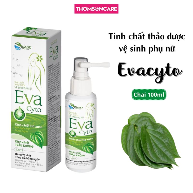 Dung dịch vệ sinh phụ nữ EVACYTO mẫu mới dạng xịt từ dịch chiết lá trà xanh, trầu không - Chai 100ml