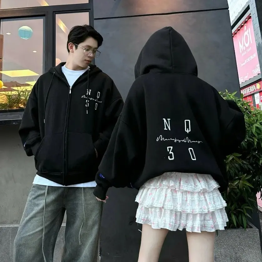 Áo Hoodie Zip NQ30 SQUARE Form Boxy CHỮ THÊU Áo Khoác Nỉ Form Rộng Trẻ Trung Cá Tính Tabii Store