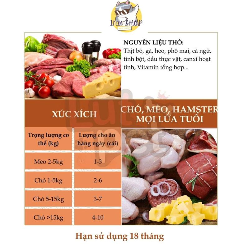 Product Introduction of Combo 15-30 thanh xúc xích cho chó mèo trọng lượng 15gr, đồ ăn cho chó mèo giàu dinh dưỡng và tiện lợi. 28