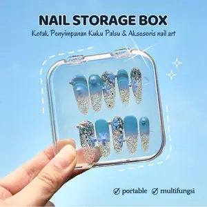 Kotak Kuku Palsu/Tempat Fake Nails Display/Nail Storage Box/Alas Kertas Box Mika/Perekat Double Tape Acrylic Penyimpanan