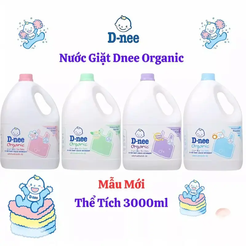 Nước giặt D.nee Thái Lan 3000ml,nước giặt xả quần áo d.nee chính hãng  (date mới, 5 màu) giặt  baby giặt  baby 5