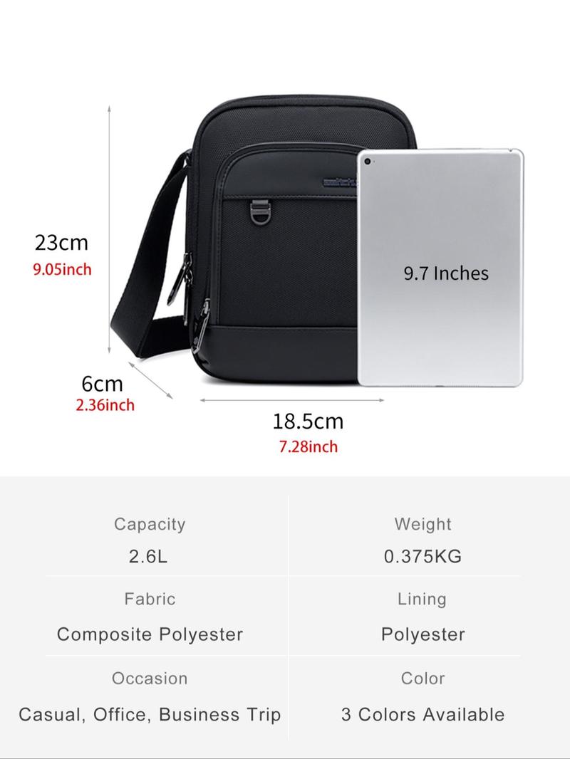 Product Introduction of Men's Business Solid Color Zipper Shoulder Bag, Fashionable Waterproof Crossbody Bag for Daily Life, Casual Trendy Versatile High-quality Daily Commuting Bag 1