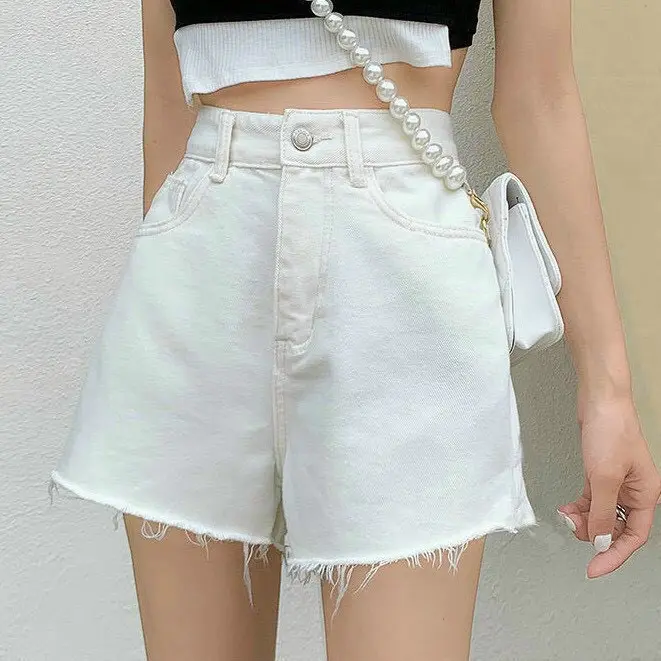 (Q004) Quần short kaki jean tua rua xinh kiểu hot teen, quần short nữ lưng cao ống rộng