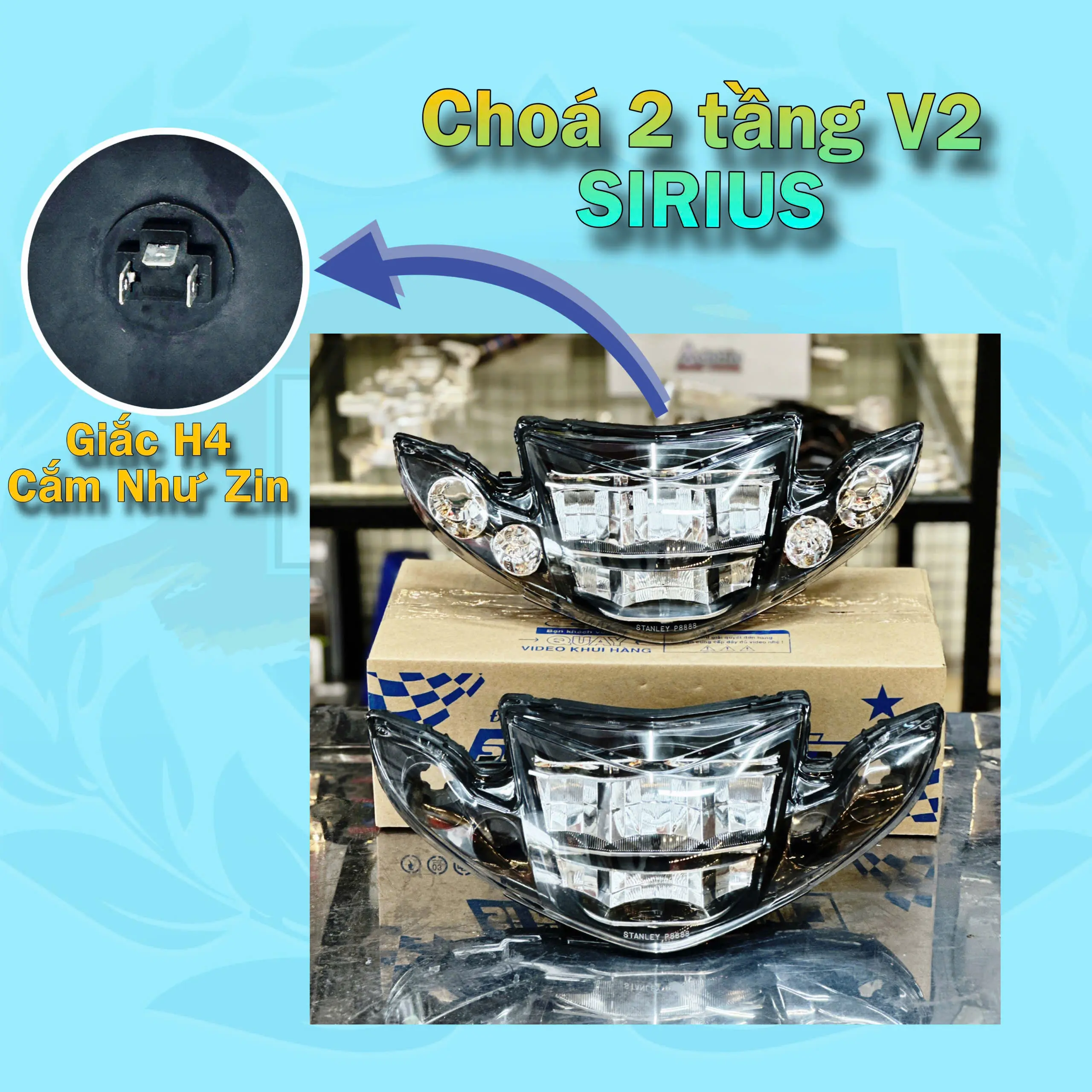 Chóa đèn 2 tầng CAO CẤP Chính Hãng v2 SIRIUS  / Bảo hành 6 tháng a-z Phụ Tùng Phụ Kiện pha led Đèn 2  tầng