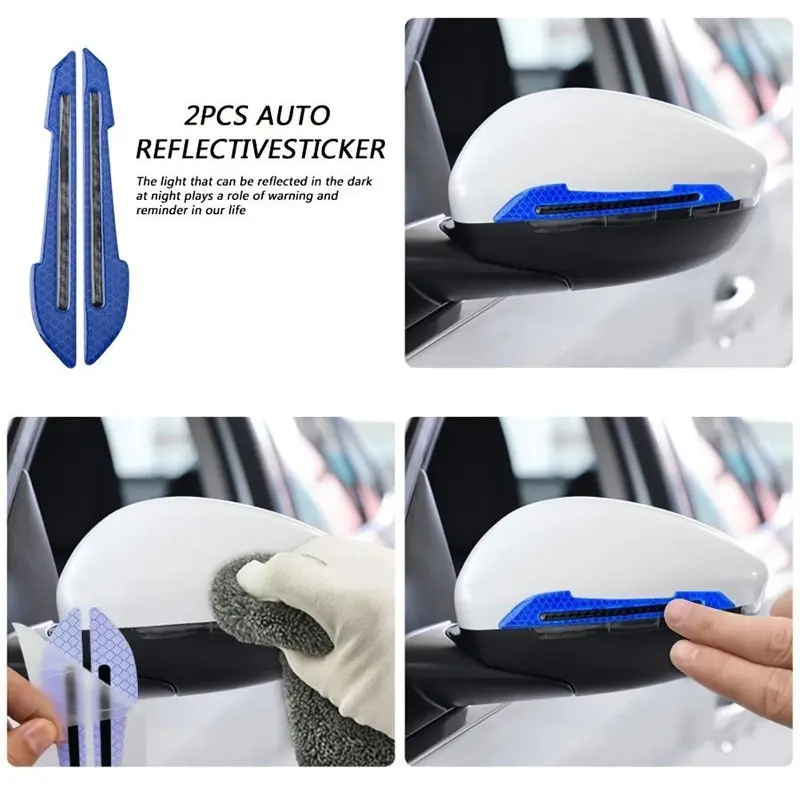 Car Rearview Mirror Reflective Sticker, Car Rearview Mirror Warning Sticker, Universal Anti-Collision Car Exterior Accessories, Vehicle, Decal, Decoration 4
