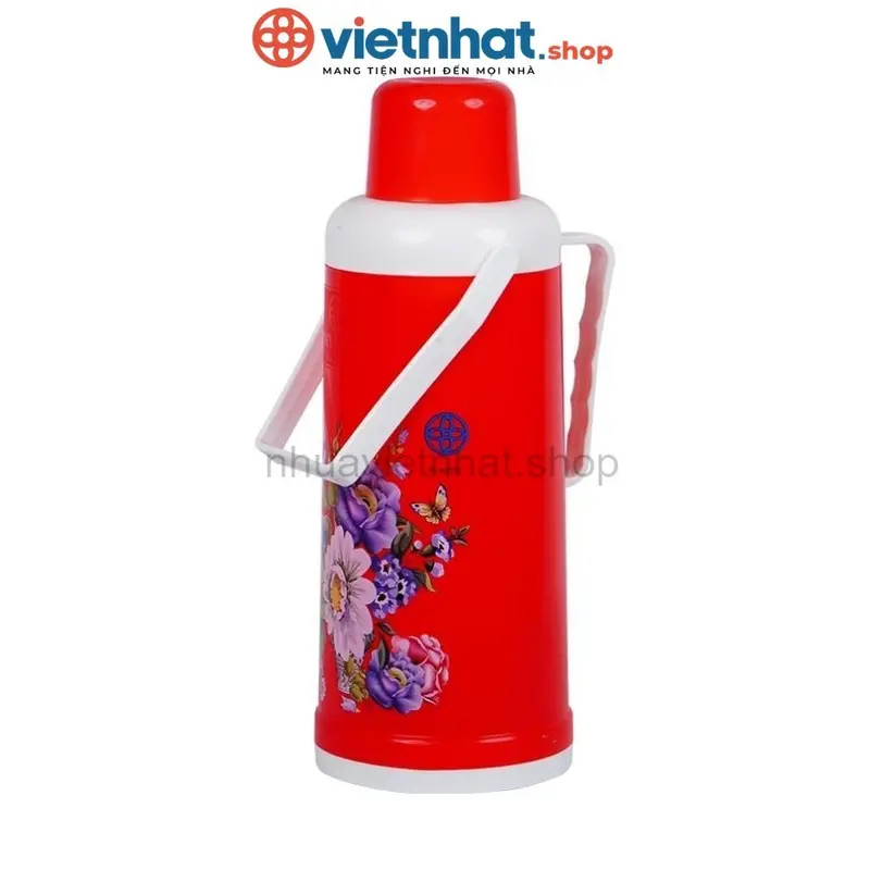 Phích nước nóng 2L truyền thống giữ nhiệt 12h,chịu nhiệt lên đến 120*C  P3986 in họa tiết xinh xắn Nhựa Việt Nhật Premium 2