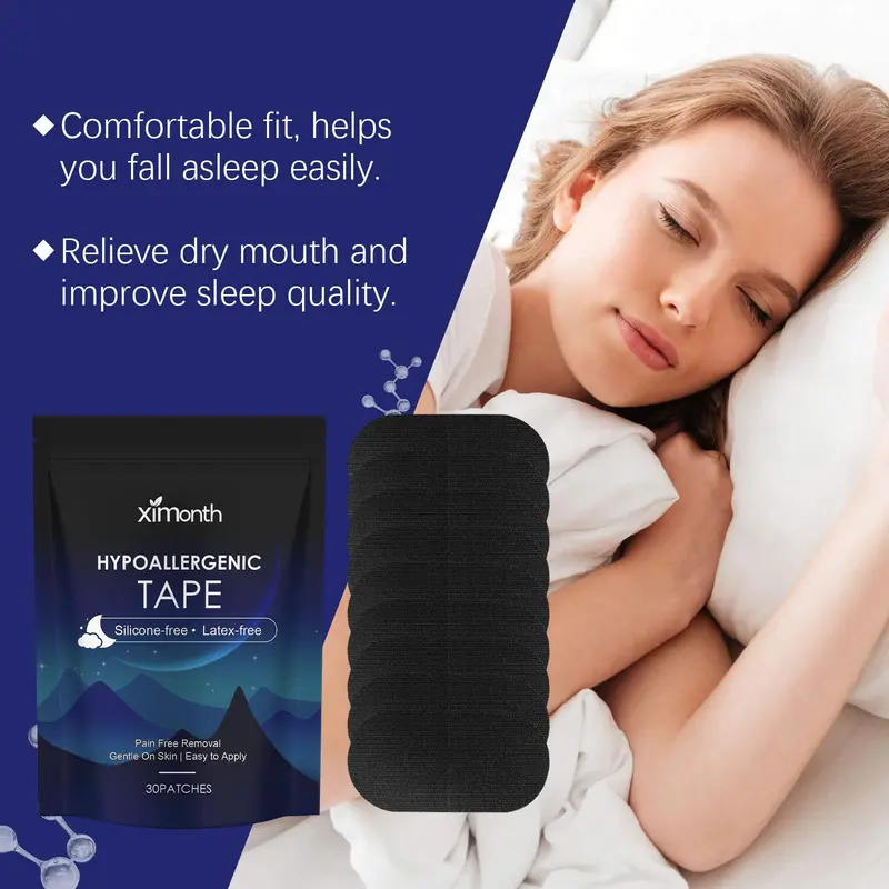 Gentle Hypoallergenic Sleep Strip, 30pcs/pack Anti-snoring Mouth Tapes, Breathable Night Sleep Care Strip for Women & Men 6