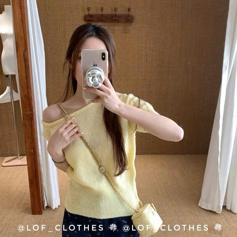 Áo cộc len mỏng trễ vai siêu xinh full màu 7