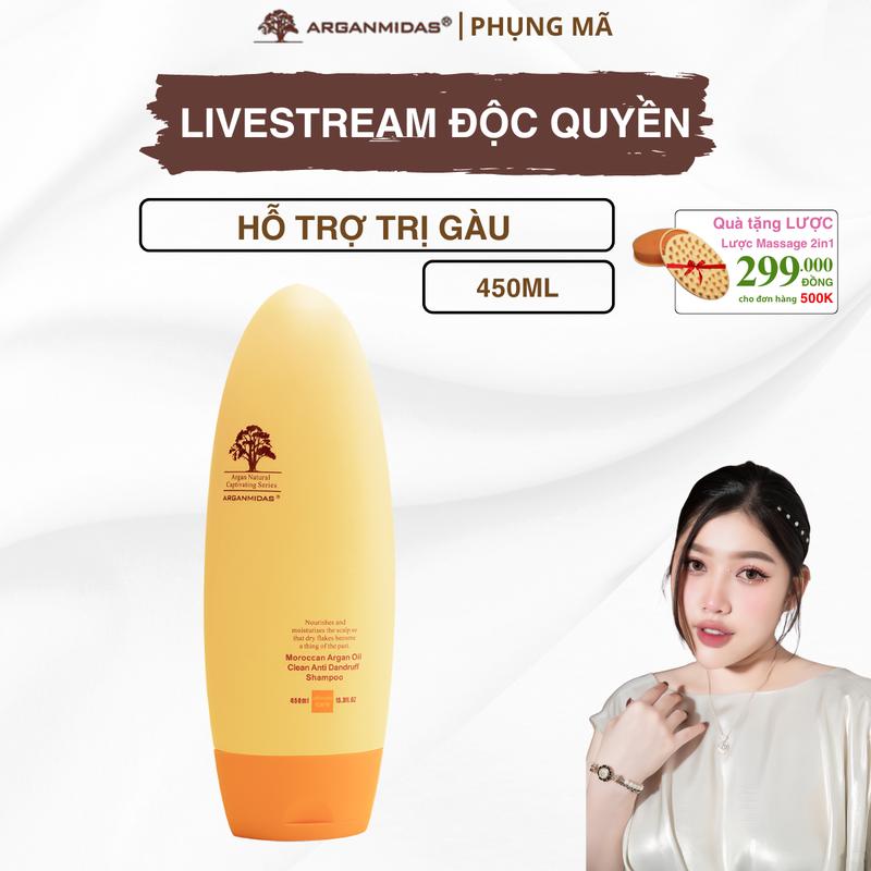 [Arganmidas x Phụng Mã] Dầu gội  cao cấp hỗ trợ ngừa gàu và giảm ngứa, hương thơm dịu nhẹ Arganmidas Moroccan Argan Oil - 450ml, bộ gồm 1 chai