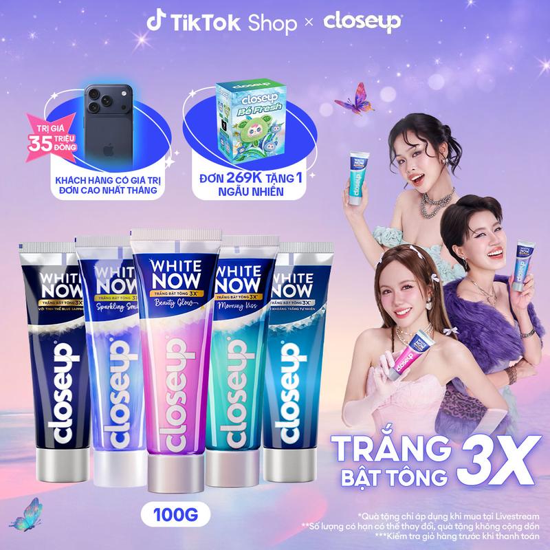 [KOL Live 2] Kem đánh răng Closeup White Now - Trắng Bật Tông 3X từ Công nghệ Ánh Sáng Xanh - Tinh Thể Blue Sapphire 100g [2]