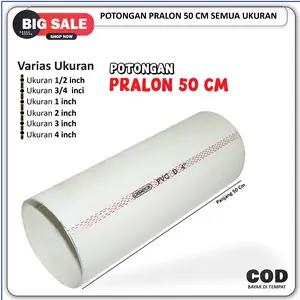 PIPA PVC PRALON PARALON PUTIH POTONGAN 50 CM SEMUA UKURAN MURAH
