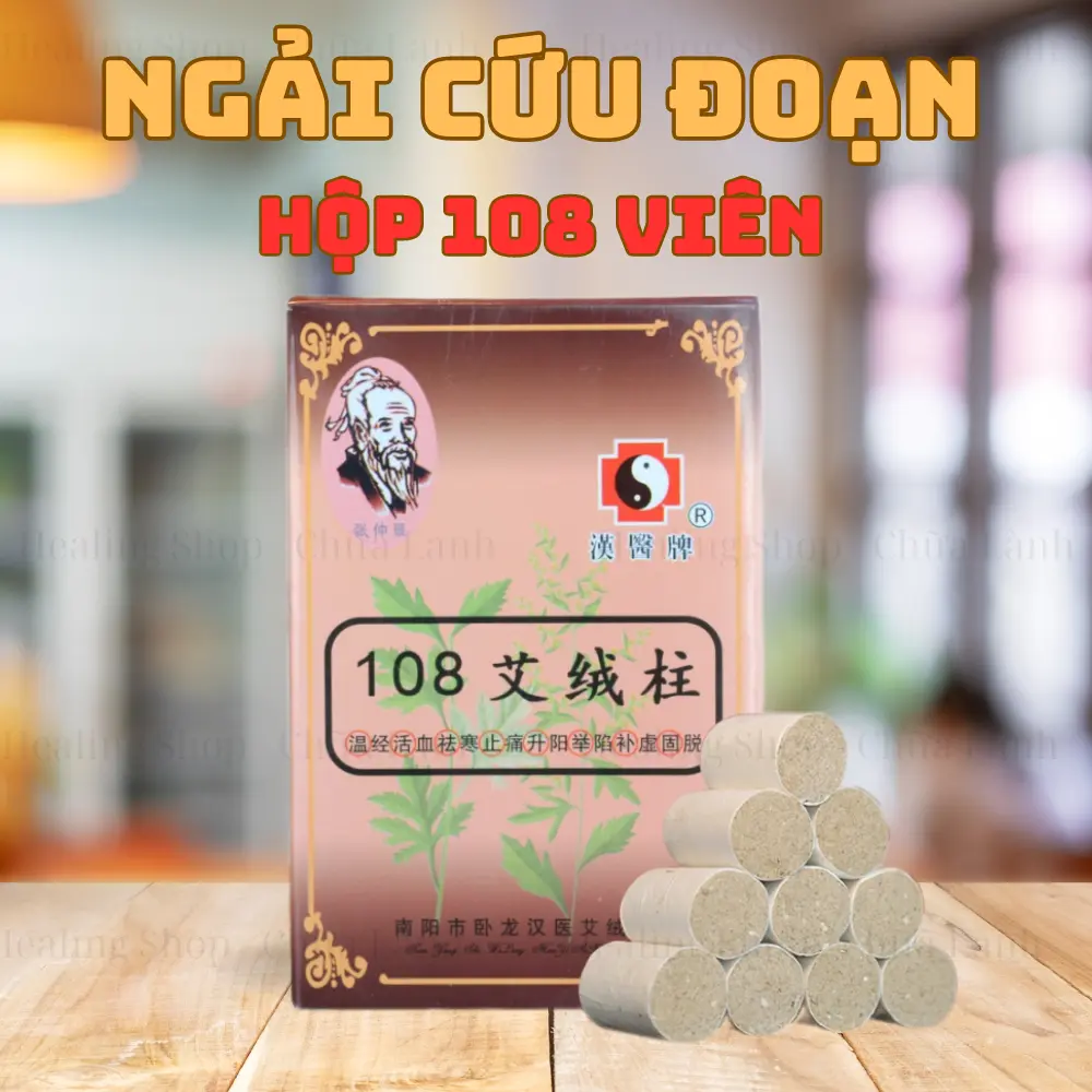 Ngải Cứu Viên, Hộp 108 Viên Ngải Cứu Thảo Dược Xông Ngải Cứu Dùng Cốc Phù Dương, Con Lăn, Đệm Xông Ngải