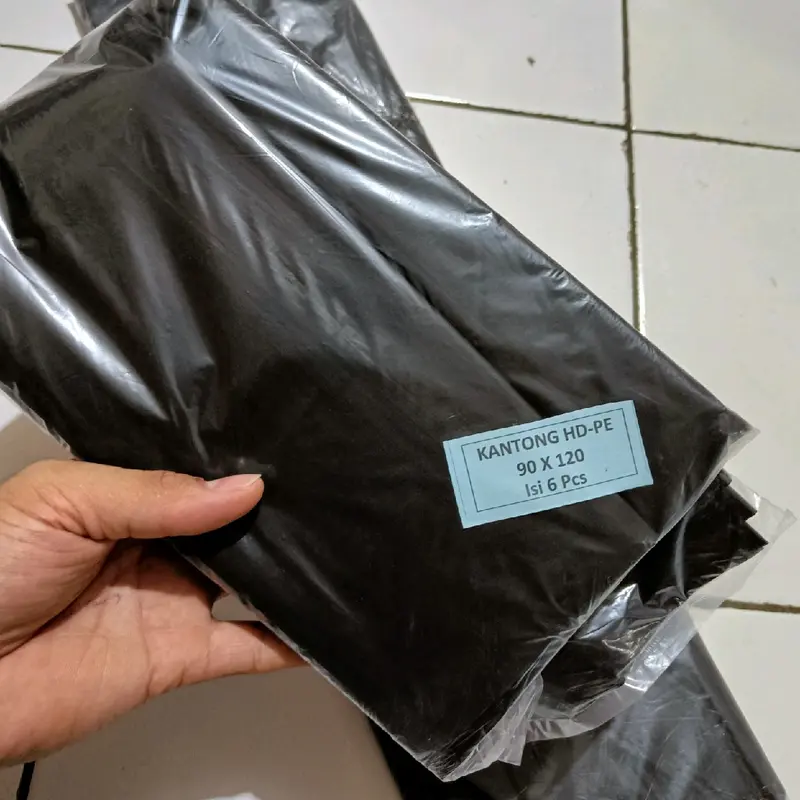 Kantong plastik sampah hitam ukuran 90x120 cm (isi 6 lembar) trash bag / tempat sampah / plastik sampah hitam 0