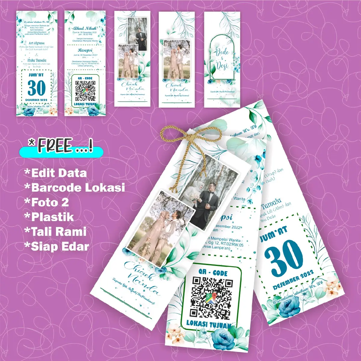 (Isi 100pcs), Cetak Undangan Pernikahan, Cetak Undangan Kertas