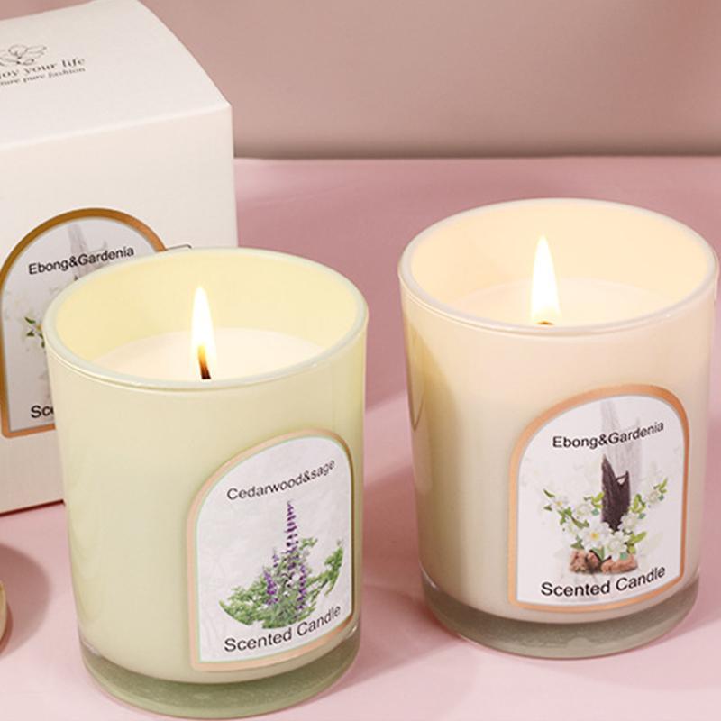 Glass Candle, 1 Count Flower Scented Candle, Smokeless Aromatherapy Candle, Home Decor Supplies for Living Room Bedroom Wedding, Freshener 2