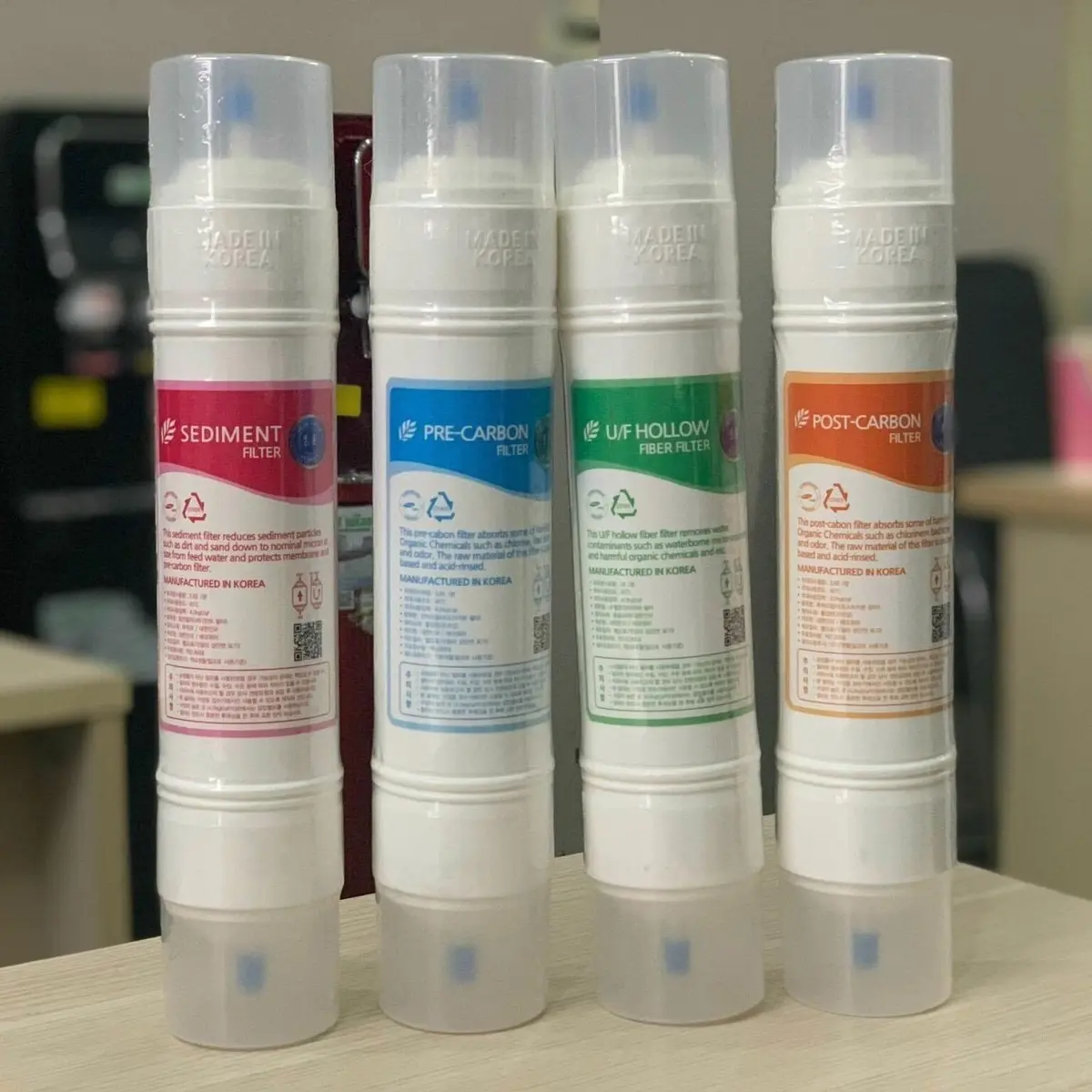Bộ 4 Lõi Lọc Hàn Quốc [2 đầu]  - Made in Korea - Dùng thay thế cho máy nóng lạnh,máy lọc CNC,Kangaroo,Korihome...