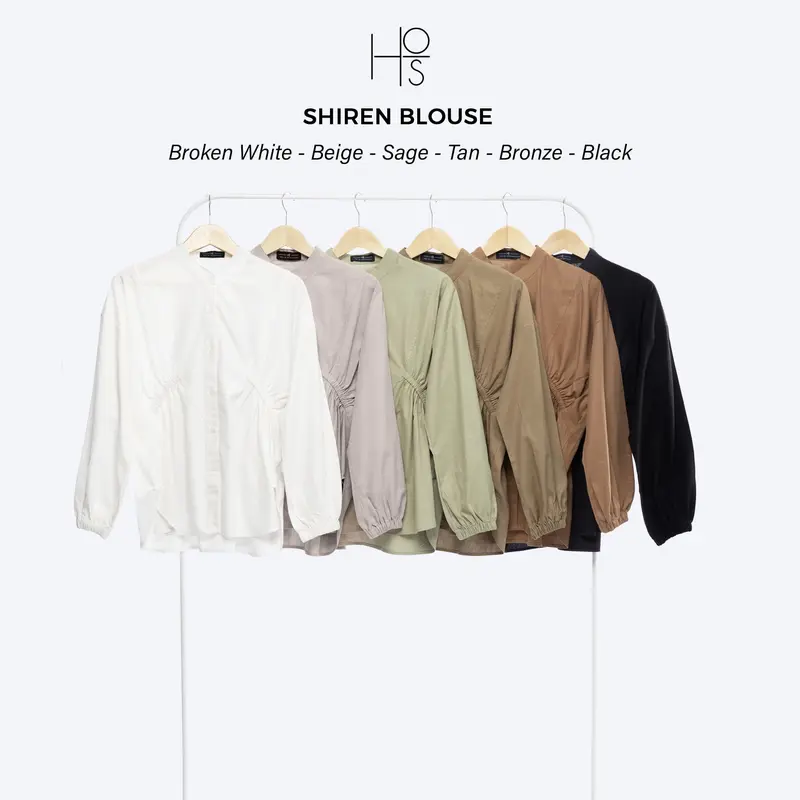 HOSOFSHOPAHOLIC - Shiren Blouse - Kemeja Wanita - outfit baju cewek aesthetic Karet - Bahan Cotton Cantik Kancing Busui Nyaman 2