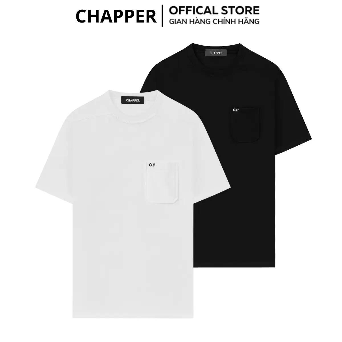 Áo thun nam nữ CHAPPER phối cổ túi ngực form Regular, vải 260gsm thoáng mát - APCP017 Menswear Cotton Cổ Tròn