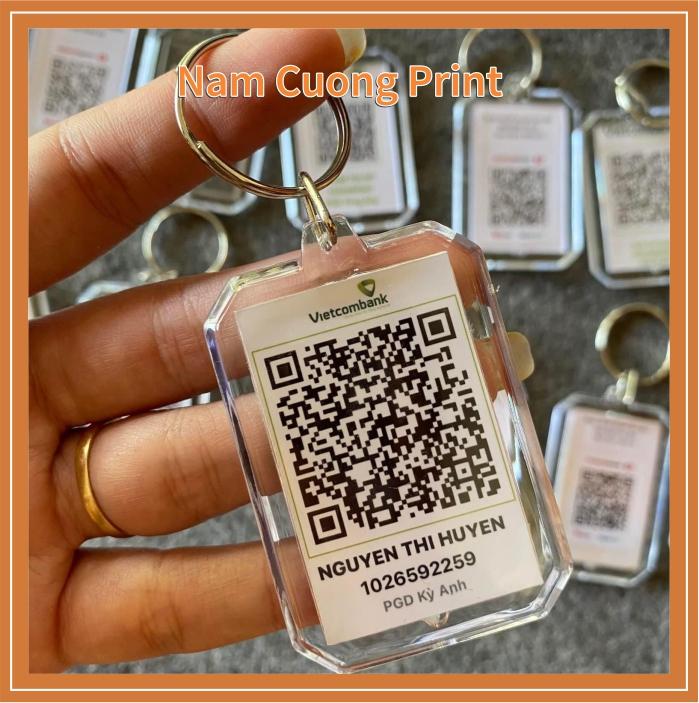 Móc khoá mã QR ngân hàng  in hình theo yêu cầu