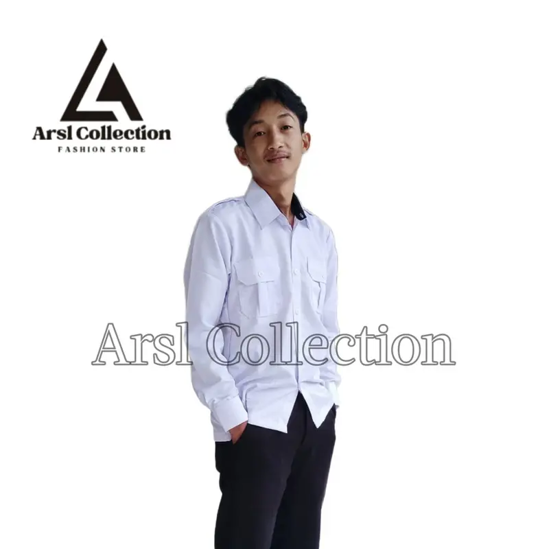 Kemeja PDH Putih PNS Pria Terbaru - Seragam Dinas Lengan Pendek dan Lengan Panjang  dengan Kerah Hitam  - Seragam Dinas PNS Formal dengan Varian  Kerah Hitam dan Putih 4