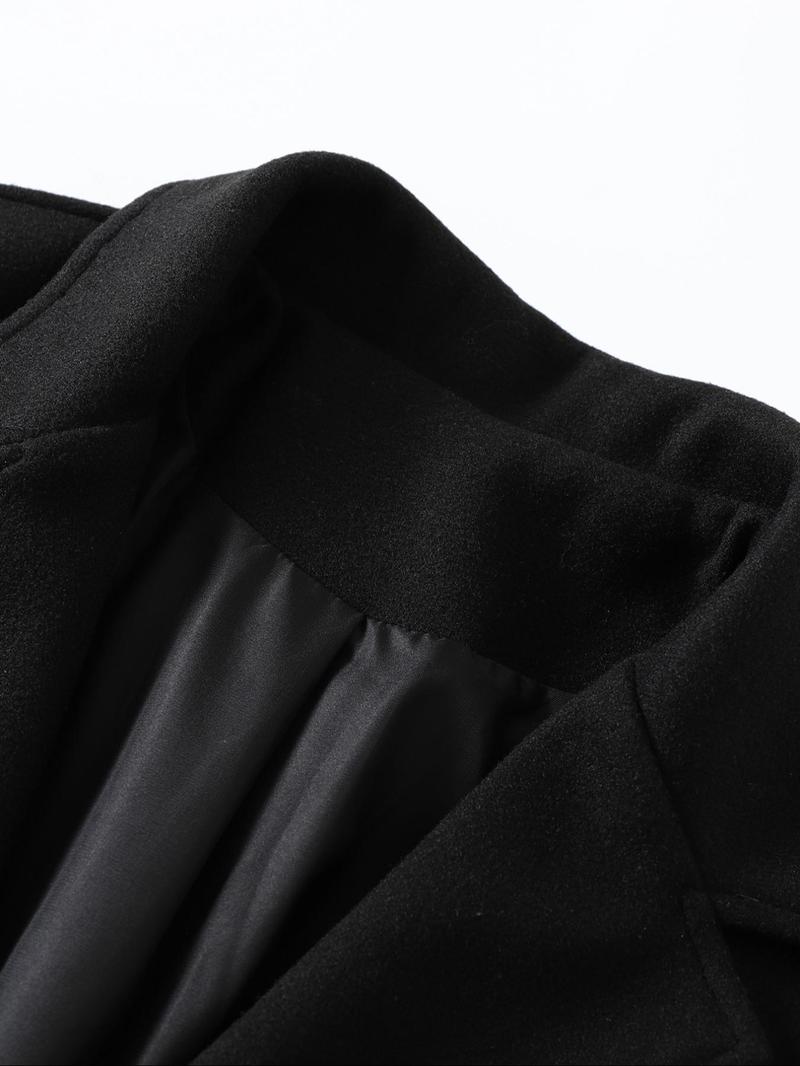 Product Introduction of Men's Solid Color Woolen Coat, Regular Fit Casual Long Sleeve Lapel Outerwear for Fall & Winter, Men's Clothes for Daily Wear 3