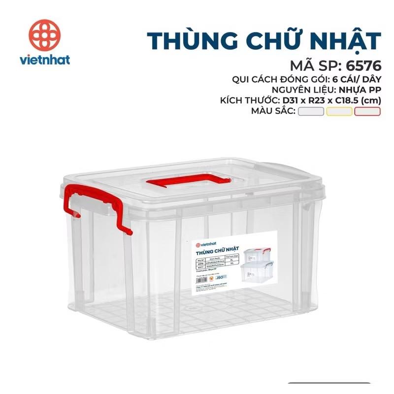 Thùng nhựa để đồ chơi trong suốt 6L - 18L có quai xách mẫu mới 6576,6577
