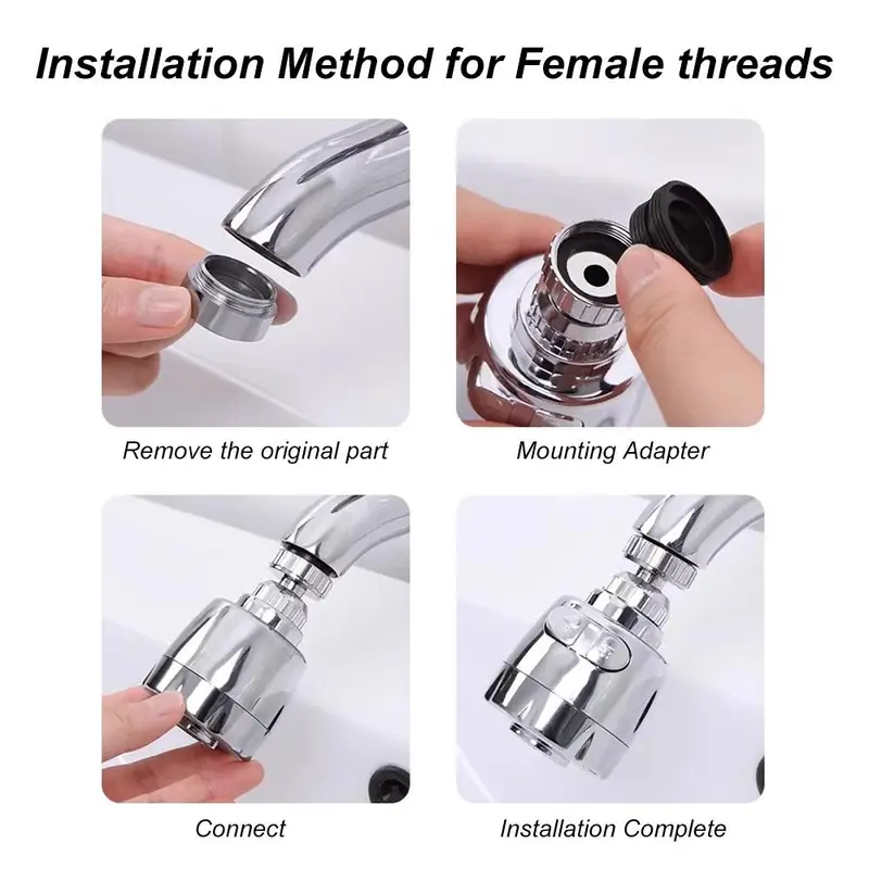 2 Mode Kitchen Faucet Aerator, 1 Count 360 Degree Rotatable Faucet Splash Head, Kitchen Faucet Extender, Sprayer Head Anti Splash Tap 6