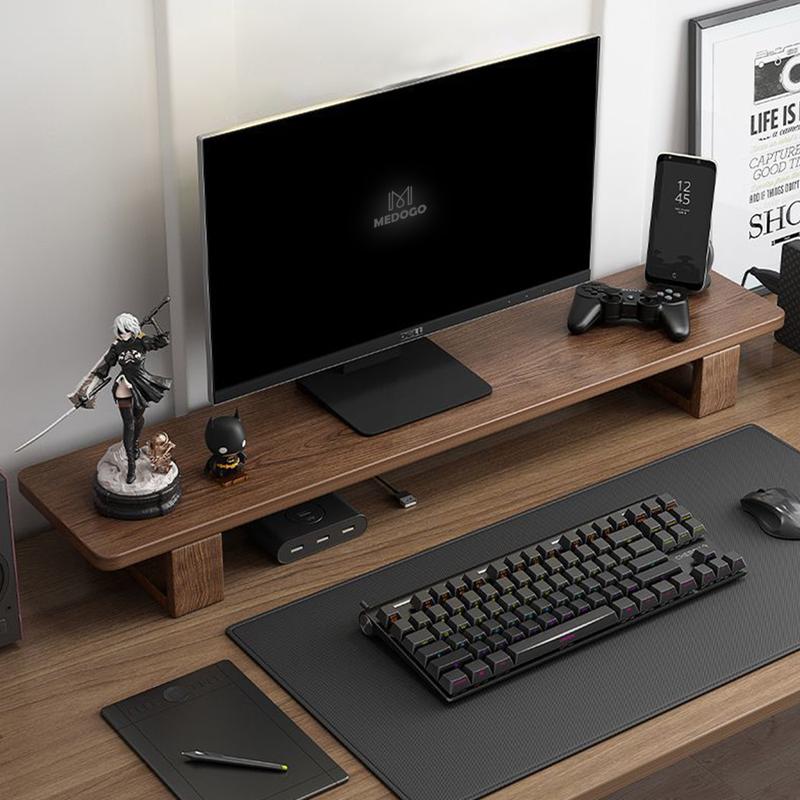 Kệ màn hình máy tính bằng gỗ tự nhiên Kệ gỗ kê màn hình từ MEDOGO M01