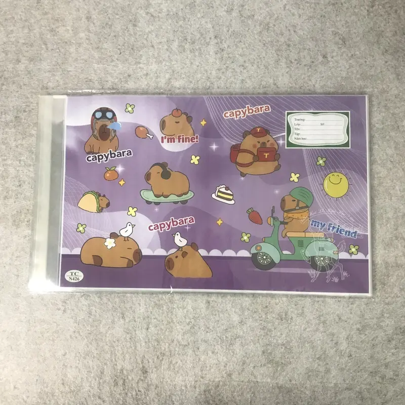 Bìa bao tập tiện lợi bìa bao tập cute có sẵn bìa bao kiếng họa tiết  capybara (10 cái) 2