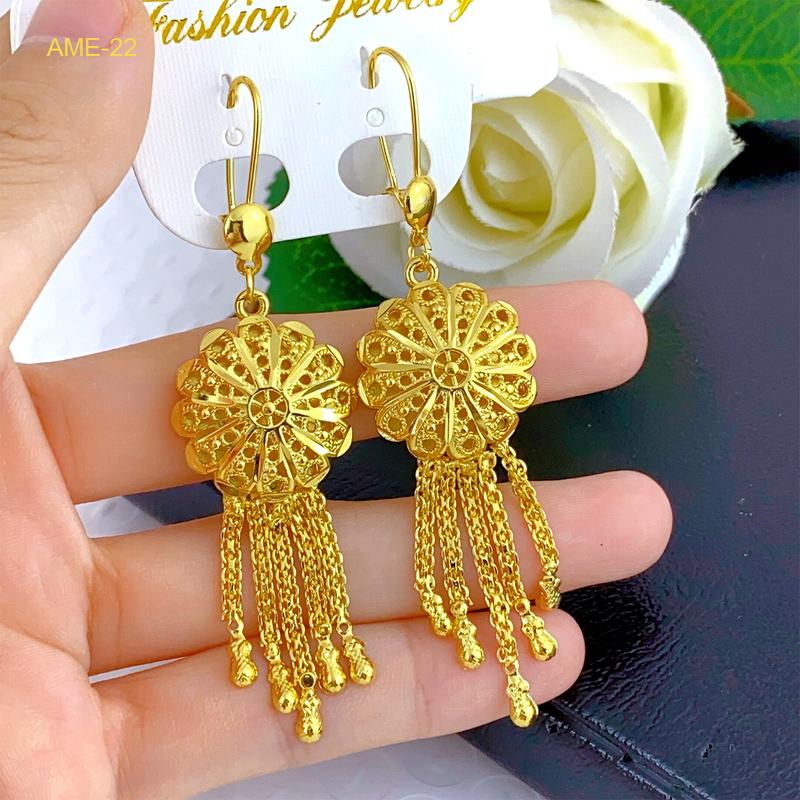 Bông Tai Dài Rỗng Tua Rua Mạ Vàng 24K, Renevo Dubai, Bông Tai Vàng Cát Phóng Đại Ấn Độ Tân Cương, Đồ Trang Sức Giữ Màu, Lô Tại Chỗ 3