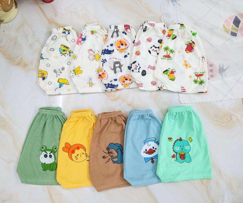 Combo 10 Quần Đùi Chục Cho Bé Trai Bé Gái - Chất Thun Lạnh, Chất Tăm Lạnh mềm mát cho bé 4-16kg