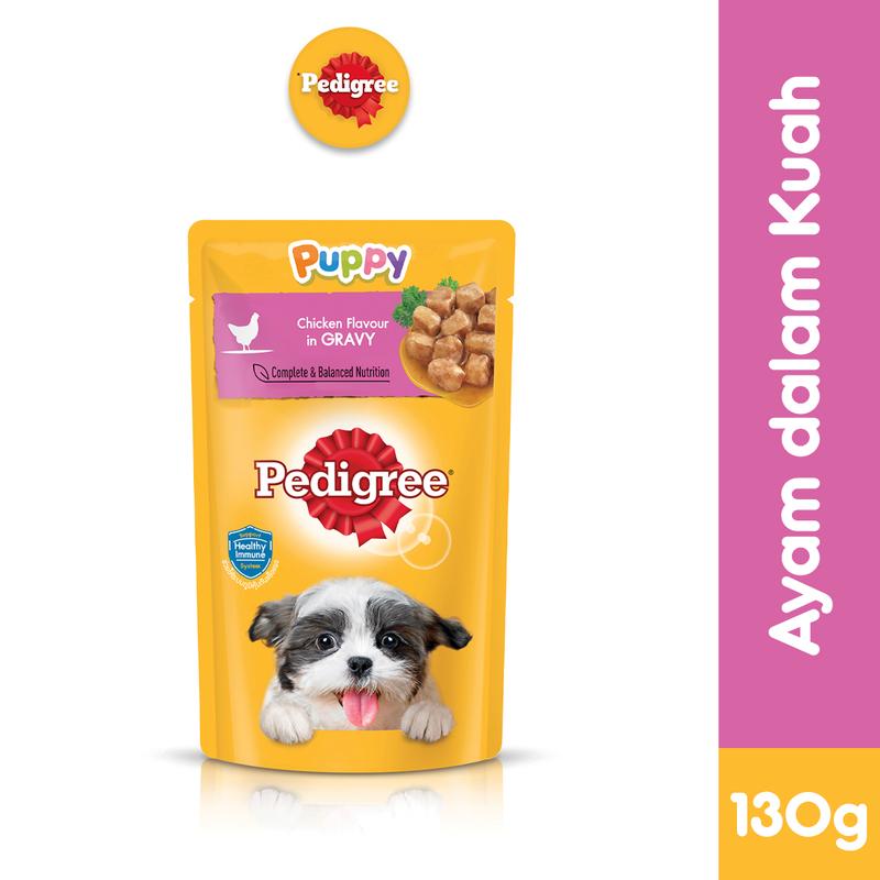 Pedigree Makanan Anak Anjing Basah Pouch rasa Chicken 130 gr- Isi 12 1