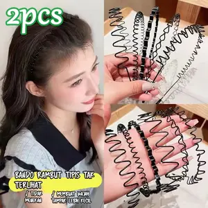 Ikat Rambut Hitam Minimalis - Anti Slip, Nyaman untuk Cuci Muka Sehari-hari jepitlu  cu Kulit Headbands