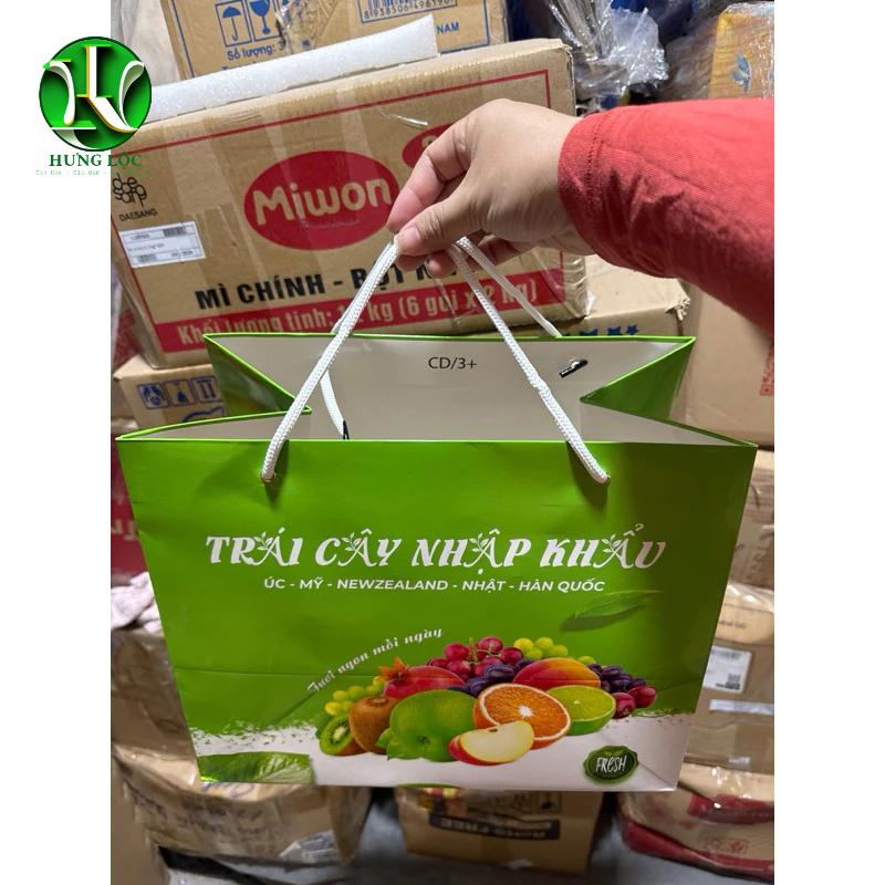 Túi giấy đựng giỏ trái cây, khay trái cây nhập khẩu 3kg 5kg cho giỏ size S M L 3