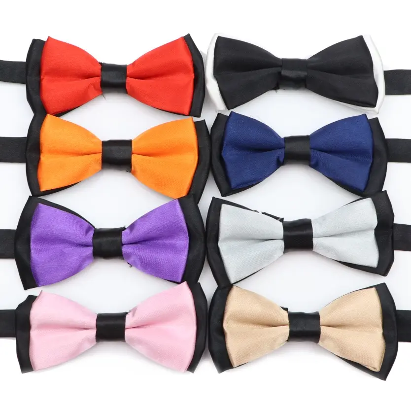 ZONFAZ Classic Children Bow Tie Patchwork Color Kid Suit Neckwear Baby Boy's Fashion Solid Color Adjustable Bowtie Two Tone Pet Dog Cat