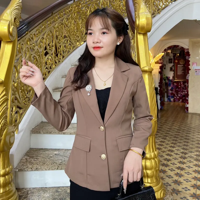 Áo khoác vest Nữ công sở Chất tuyết mưa dày dặn, áo vest tặng mẹ áo 1 lớp (40-80kg) kèm cài áo hoa  Women 4