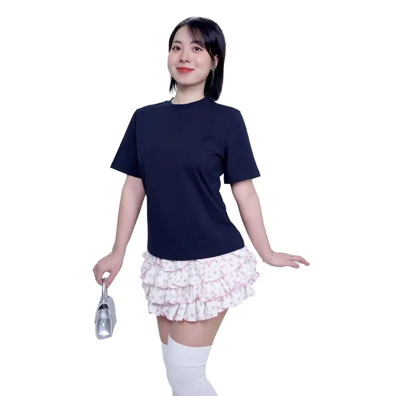 BLANWHI  ÁO BABYTEE FORM VỪA  Cổ Tròn  VẢI EM BÉ DÀNH CHO NGƯỜI LỚN | SỢI BÔNG MỸ KHÔNG TẠP CHẤT |  Áo Nữ mặc vừa vặn thông thường đơn thuần 5