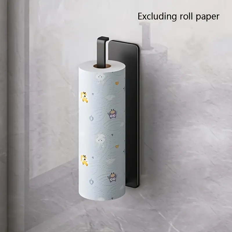 Stainless Steel Paper Towel Holder, 1 Count Wall Mounted Kitchen Roll Organizer, No-drill Cling Film and Cloth Storage Rack, Restroom Supplies, Home Goods 6