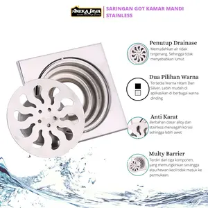 Saringan Got Kamar Mandi Floor Drain Stainlees Pembuangan Air - Silver Hitam