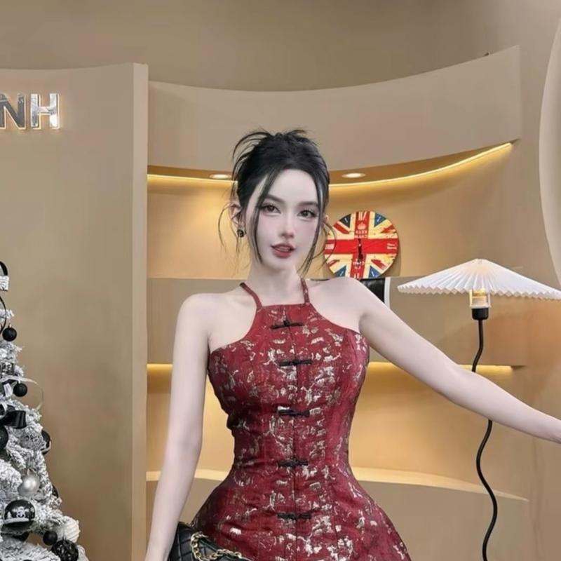 BIGSIZE SET ÁO GẤM YẾM NÚT TÀU KÈM CHÂN VÁY CHỮ A NGẮN MẶC TẾT 5