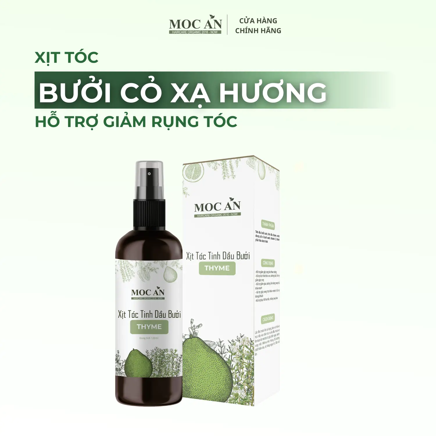 Xịt Dưỡng Tóc Tinh Dầu Bưởi Cỏ Xạ Hương ( Thyme ) (Spray)  Mộc Ân Haircare 120ml