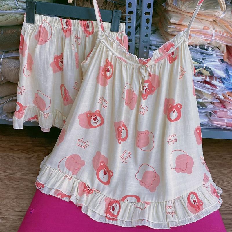 BỘ QUẦN ÁO HAI DÂY CHẤT LIỆU ĐŨI MẶC Ở NHÀ SIÊU THOÁNG MÁT -Mã B80