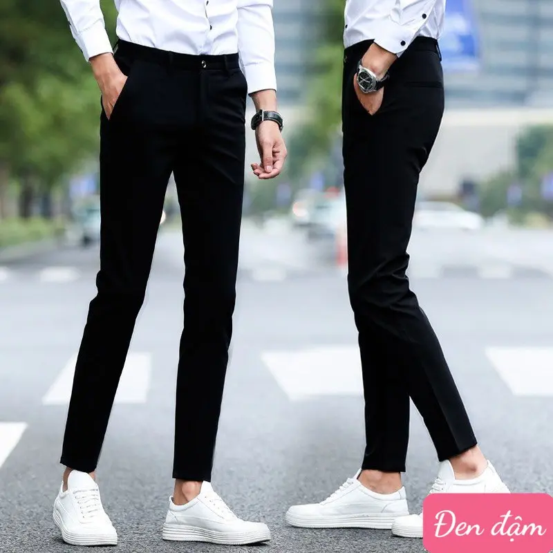 Quần dài tây âu nam , thanh lịch , quần âu học sinh , sinh viên phối áo sơ mi - KIỂU DÁNG ĐEN TRƠN