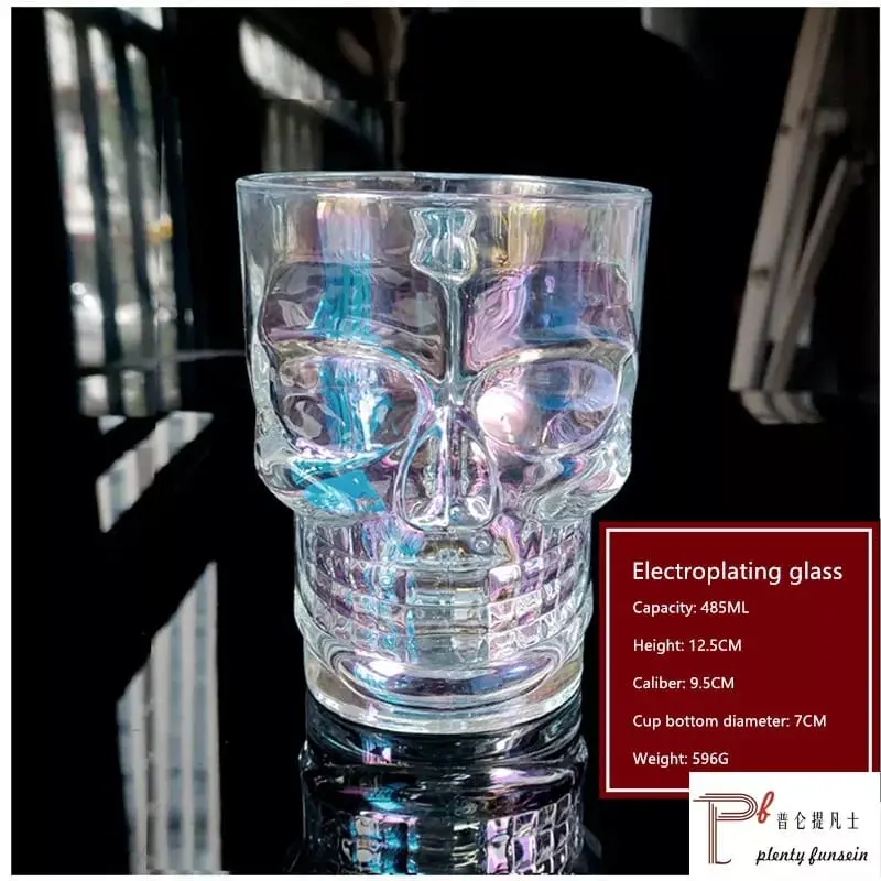 Gelas kaca 485ml tengkorak skeleton head beer bir mug 3