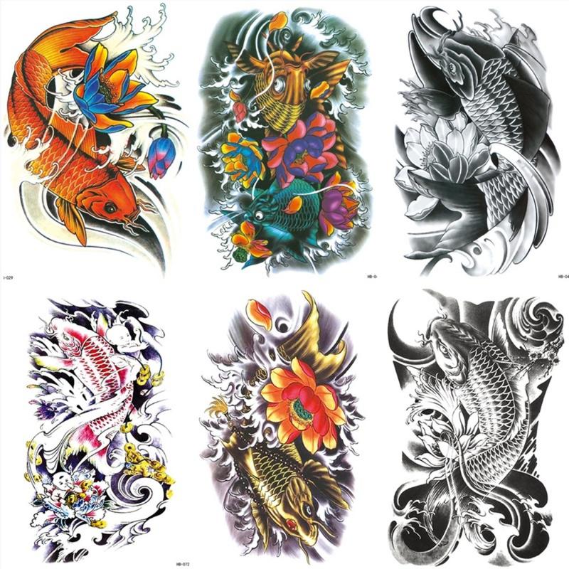 Hình Xăm Dán Tạm Thời Không Thấm Nước Kiểu Cá Chép Nửa Cánh Tay Thiết Kế Hình Xăm Cá Koi Dành Cho Phụ Nữ Và Nam Giới Hình Xăm Ngầu Hàng Mới Về