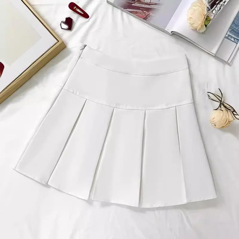 Chân Váy Xếp Ly Chữ A, Cạp Cao, Màu Trơn Thiết Kế 4