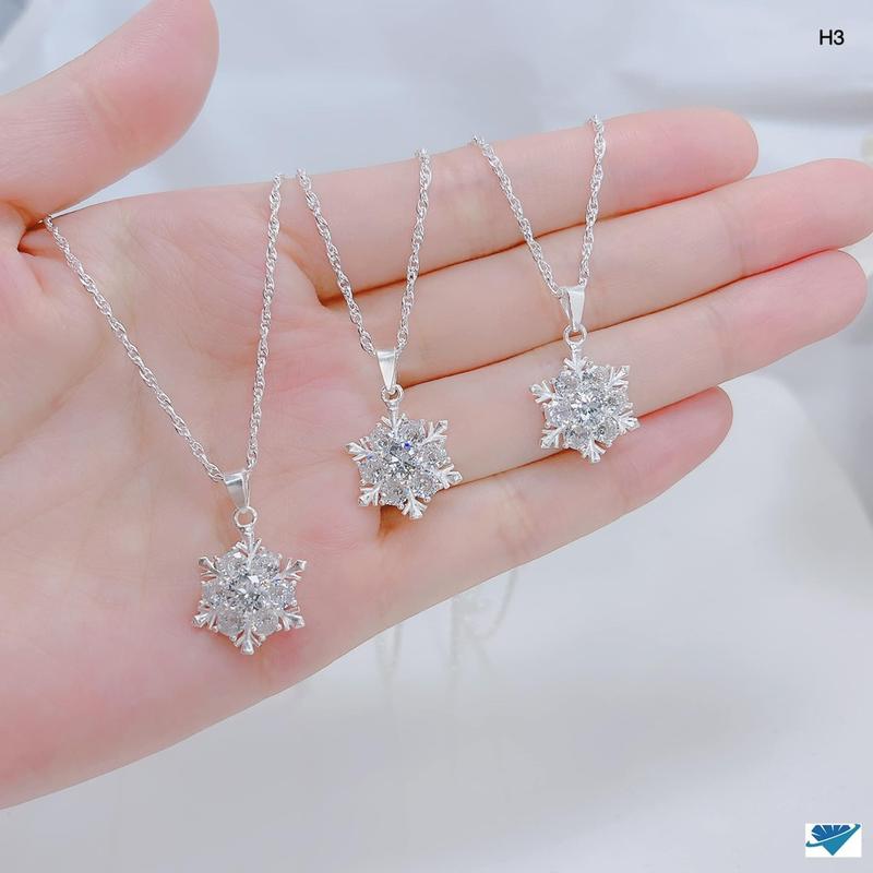 Dây Chuyền bạc ta Trang Sức Hoa Tuyết Bạc Trang Sức Không Rỉ Cho Nữ - Mẫu Xoắn Kép