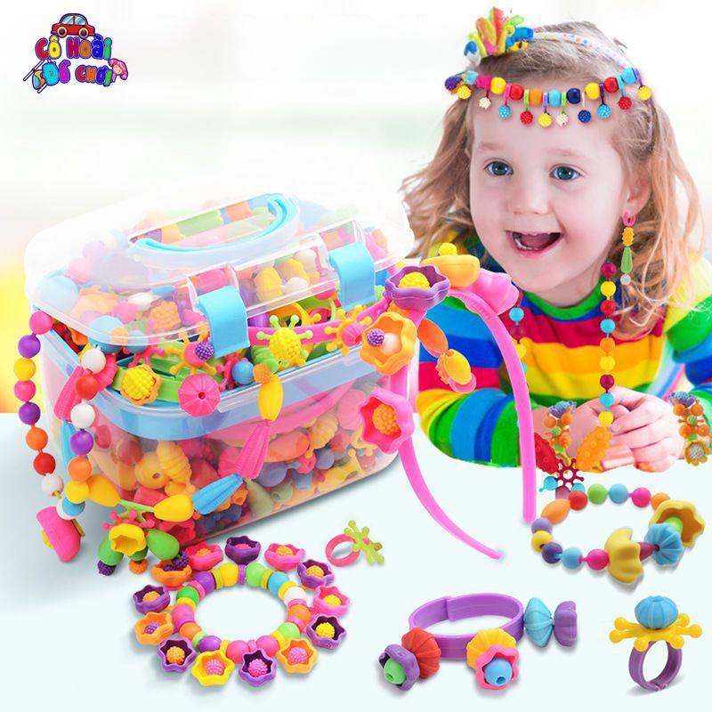 Đồ chơi hạt pop cho trẻ em tự làm trang sức vòng tay vòng cổ sợi hạt vòng cho bé