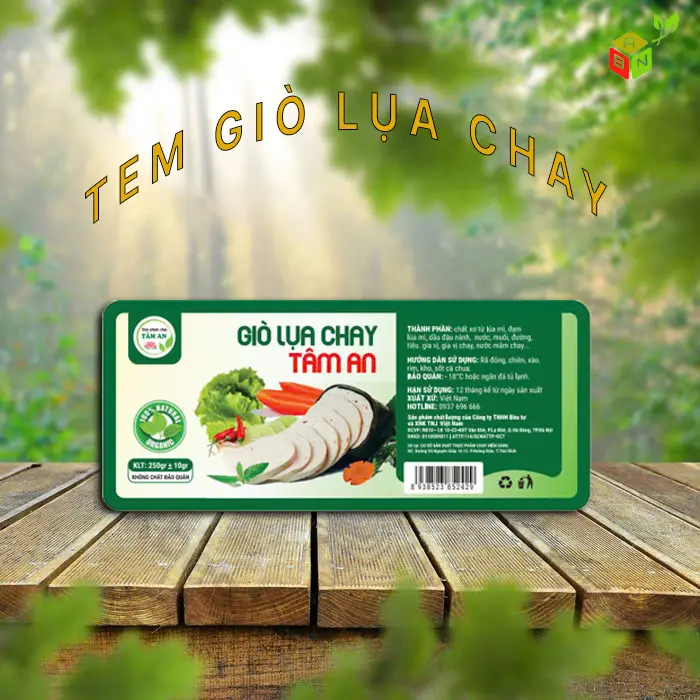 Tem Hình Dán 500g giò lụa chay Tâm An - NPP An Bảo Nam